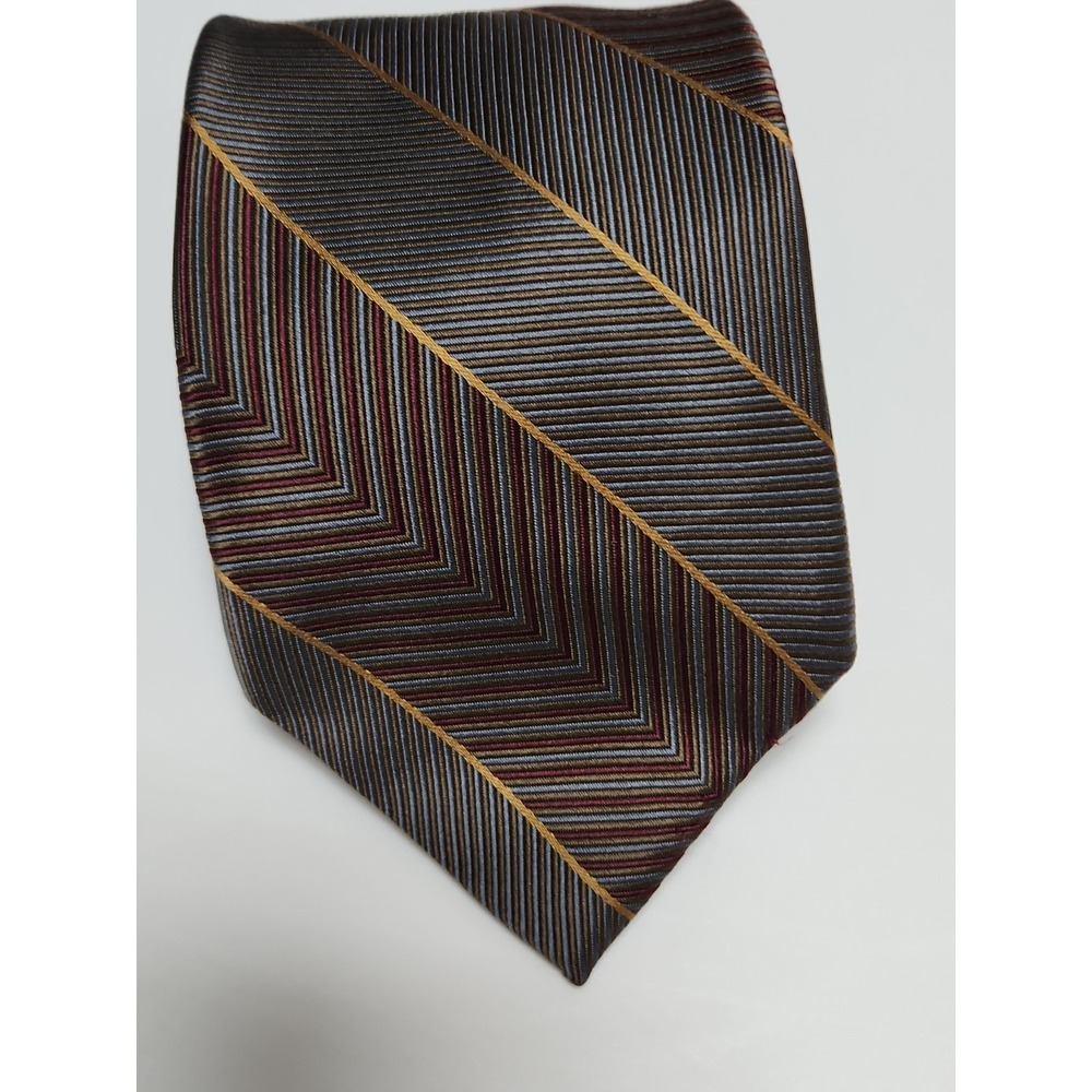 Vintage Jhane Barnes Silk Tie Made In Japan Gray Striped Print Art to Wear